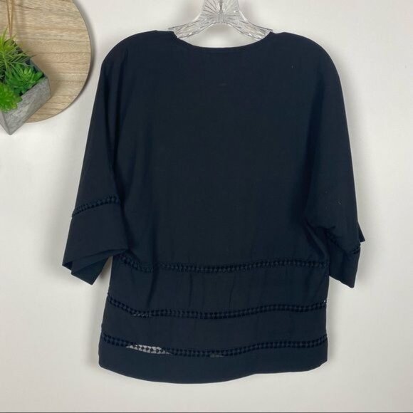 Maette (Stella & Dot) Black Hyde Lattice Blouse Size Medium - Picture 3 of 5